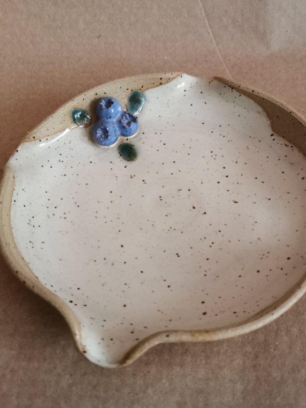 Blueberry Ceramic Trinket Dish White Speckled Handmade Pottery Small Plate